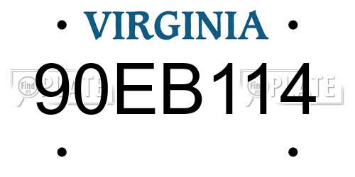 90EB114 Virginia License Plate