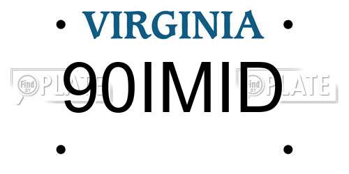 90IMID Virginia License Plate