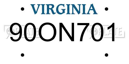 90ON701 Virginia License Plate