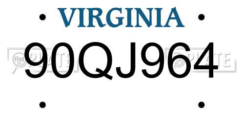 90QJ964 Virginia License Plate