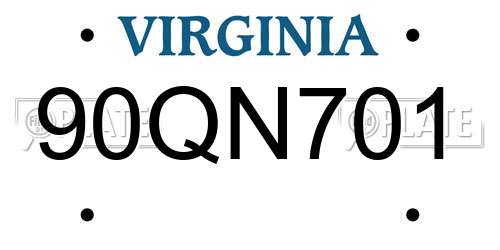 90QN701 Virginia License Plate