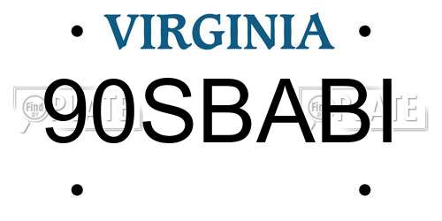 90SBABI Virginia License Plate