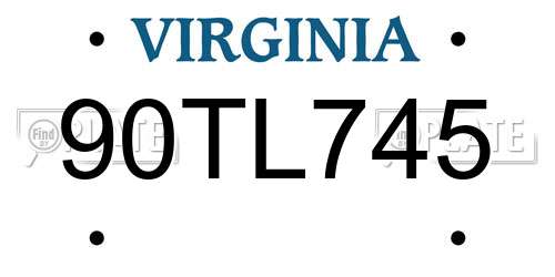 90TL745 Virginia License Plate
