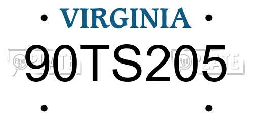 90TS205 Virginia License Plate