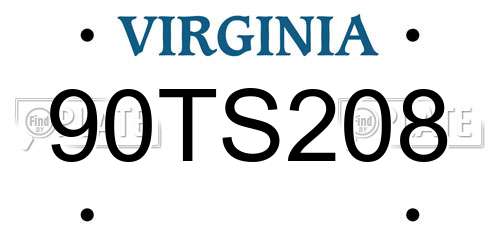 90TS208 Virginia License Plate