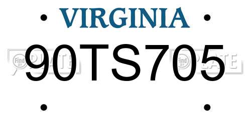 90TS705 Virginia License Plate