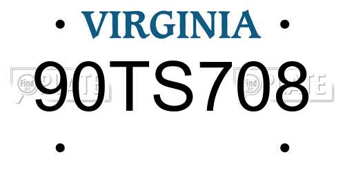 90TS708 Virginia License Plate