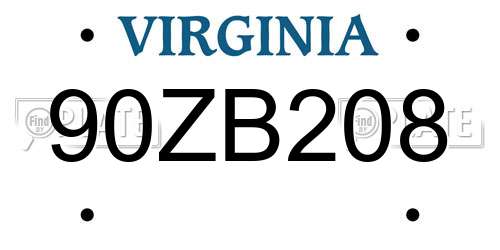 90ZB208 Virginia License Plate