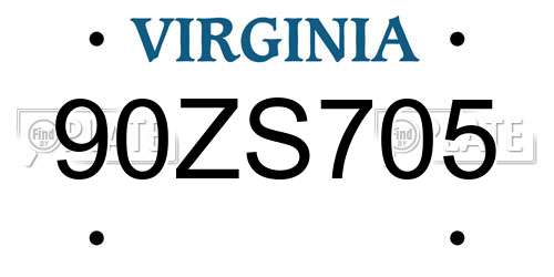 90ZS705 Virginia License Plate