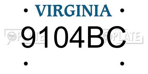 9104BC Virginia License Plate