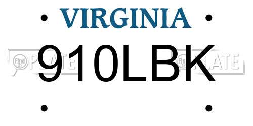 910LBK Virginia License Plate