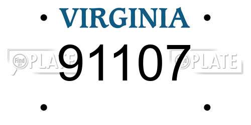 91107 Virginia License Plate