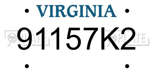 91157K2 Virginia License Plate