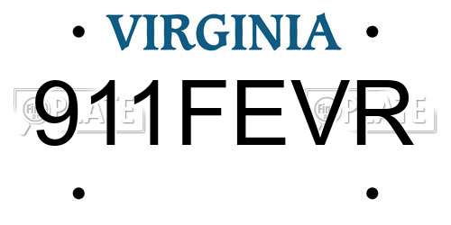 911FEVR Virginia License Plate