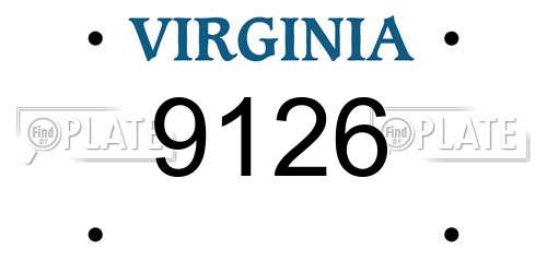 9126 Virginia License Plate