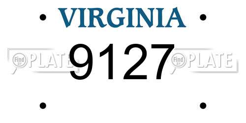 9127 Virginia License Plate