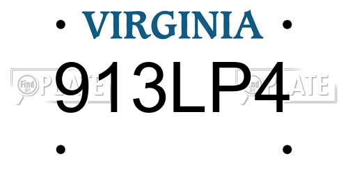 913LP4 Virginia License Plate