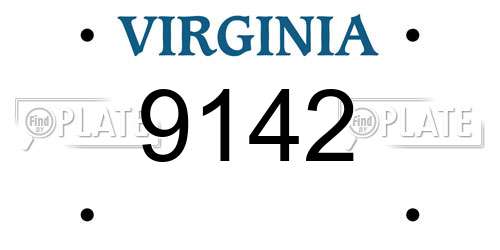 9142 Virginia License Plate