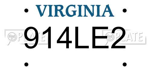 914LE2 Virginia License Plate