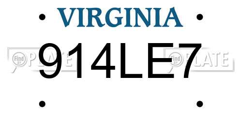 914LE7 Virginia License Plate