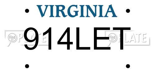 914LET Virginia License Plate