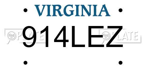 914LEZ Virginia License Plate