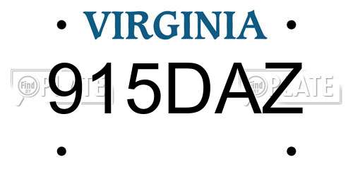915DAZ Virginia License Plate
