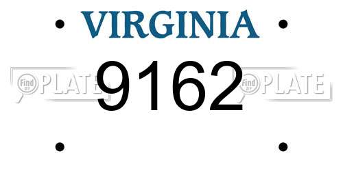 9162 Virginia License Plate