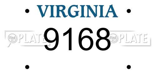 9168 Virginia License Plate
