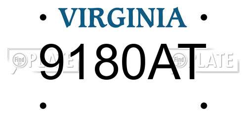 9180AT Virginia License Plate