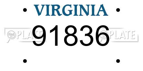 91836 Virginia License Plate