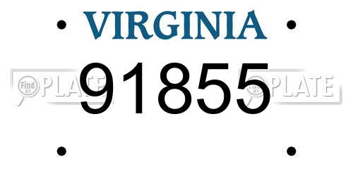 91855 Virginia License Plate