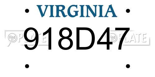918D47 Virginia License Plate