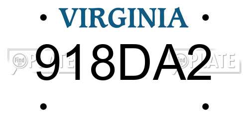 918DA2 Virginia License Plate