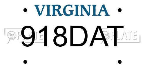 918DAT Virginia License Plate
