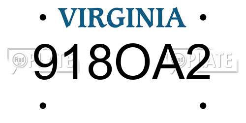 918OA2 Virginia License Plate