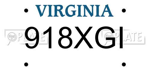 918XGI Virginia License Plate