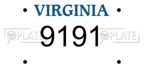 9191 Virginia License Plate