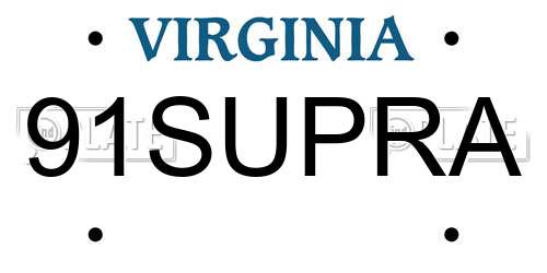 91SUPRA Virginia License Plate
