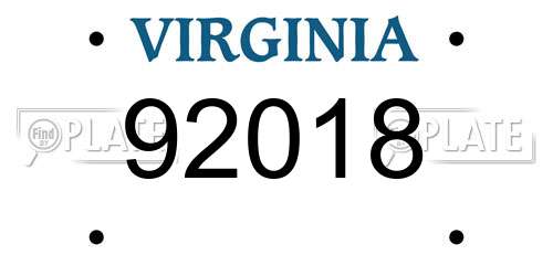 92018 Virginia License Plate