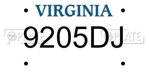 9205DJ Virginia License Plate