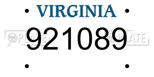 921089 Virginia License Plate