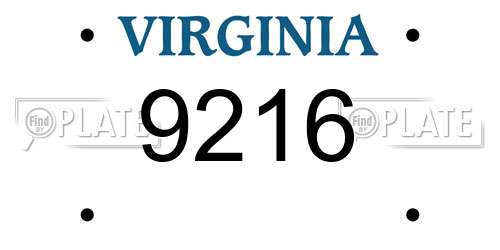 9216 Virginia License Plate