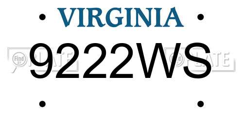 9222WS Virginia License Plate