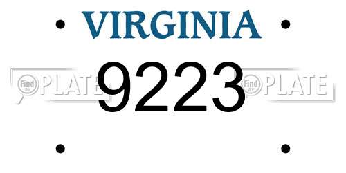 9223 Virginia License Plate