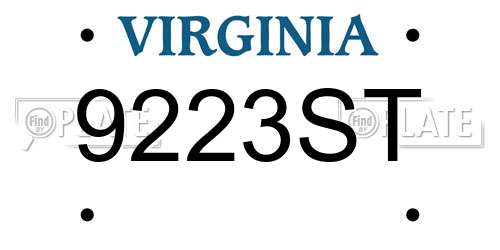 9223ST Virginia License Plate