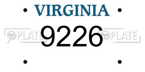 9226 Virginia License Plate