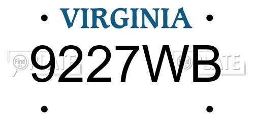 9227WB Virginia License Plate
