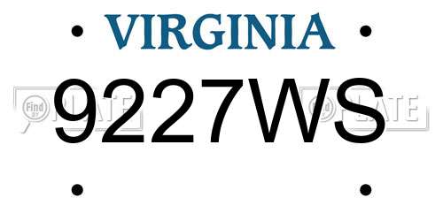 9227WS Virginia License Plate