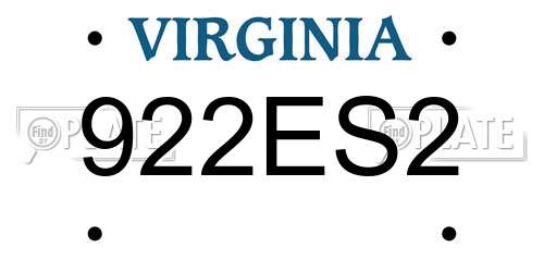 922ES2 Virginia License Plate